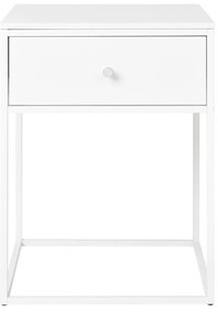 Vita noptieră, 1 sertar, alb, cadru alb 40x40x55 cm