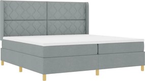 vidaXL Pat cu arcuri cu saltea Gri deschis 200 x 200 cm țesătură