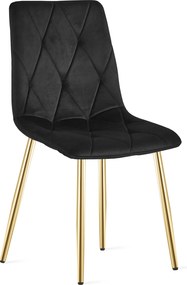 Negru scaun bucatarie LIBRA din catifea cu picioare aurii