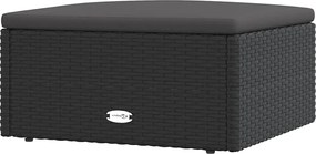 vidaXL Taburet de grădină cu pernă, negru, poliratan