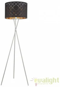 Lampadar elegant cu abajur din tesatura negru cu auriu, CLARKE 15229S1 GL