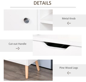 HOMCOM Mobilier Suport TV Modern din Lemn Alb, Mobilier Suport TV de Design pentru TV Max. 42" 120x28x44cm