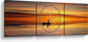 Tablou - cu barca (cu ceas) (90x30 cm)