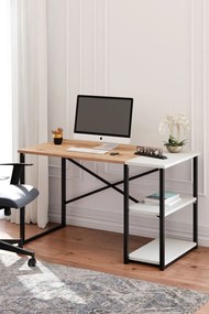 Birou Smart Home Connect, 2 rafturi, Latte/Alb, 120x73x60 cm