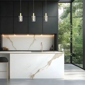 Lustră pe cablu ARCADIA 1xE27/60W/230V d. 13 cm auriu/fumuriu