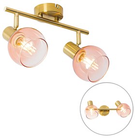Spotlight Art Deco auriu cu sticlă roz 2 lumini - Vidro