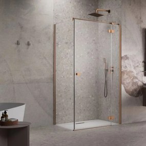 Usa de nisa batanta Radaway Essenza KDJ 80 cm sticla 6 mm finisaj cupru periat-transparent deschidere dreapta