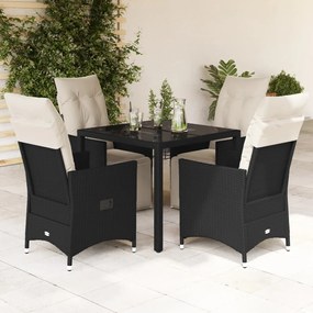 3276864 vidaXL Set mobilier de grădină cu perne, 5 piese, negru, poliratan