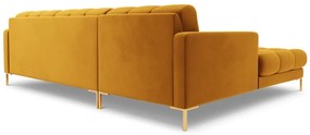 Colțar tapițat Bali, Galben/5 locuri/picioare gold/partea stângă/ L293 x l185 x h75