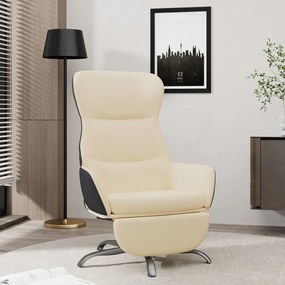 3097467 vidaXL Scaun de relaxare cu taburet, crem, material textil