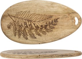 Platou de servire oval din lemn de mango, cu model gravat, natur , 40x21,5x2 cm, „Moya"