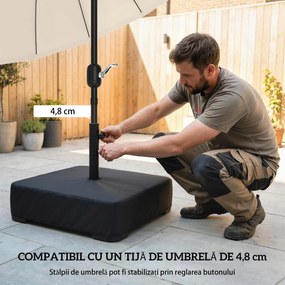 Outsunny Bază pentru Umbrelă Reumplibilă cu Nisip 80 kg/Nisip Umed 90 kg, pentru Tije de Ø48 mm, Negru | Aosom Romania
