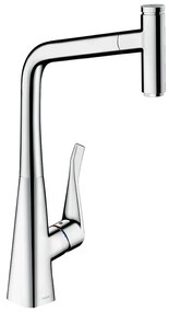 Baterie de bucatarie, Hansgrohe, Metris Select M71, pipa extractibila, crom