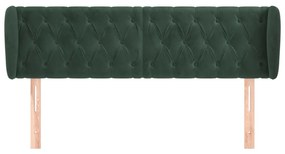 Tablie de pat cu aripioare verde inchis 163x23x78 88 cm catifea 1, Verde inchis, 163 x 23 x 78 88 cm