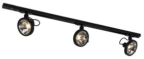 Sistem de iluminat pe șină modern cu 3 spoturi negre monofazate - Iconic Go