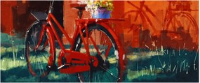 Tablou - Bicicleta roșie, pictură acrilică (120x50 cm)