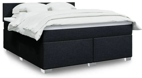vidaXL Pat box spring cu saltea, negru, 180x200 cm, catifea