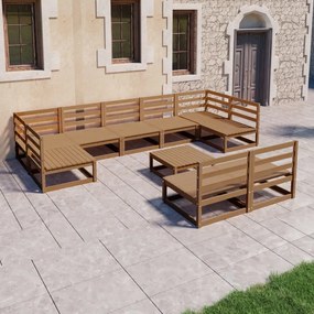 3076167 vidaXL Set mobilier de grădină, 10 piese, lemn masiv pin