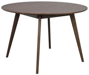 Masă de dining maro închis rotundă cu aspect de lemn de stejar ø 115 cm Yumi – Rowico