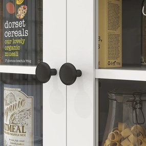 HOMCOM Dulap de bucătărie independent cu blat pentru cuptor cu microunde, cafetieră, dulapuri cu uși din sticlă, Alb | Aosom Romania