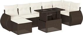 vidaXL Set canapele de grădină cu perne, 8 piese, maro, poliratan