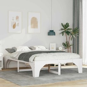 vidaXL Cadru de pat de podea Alb 150 x 200 cm Lemn masiv de pin