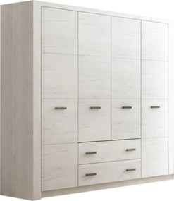 Dulap INFINITY I-18, frasin alb, PAL melaminat, cu 4 usi si 2 sertare,