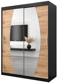 Dulap de haine 150 cm Eclipse (Negru mat + Stejar artisan). 1063405