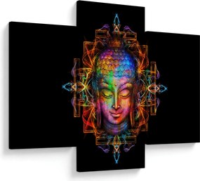 Tablou - Bustul lui Buddha în culori neon (90x60 cm)