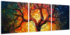 Tablou - Arborele vieții în mozaic (cu ceas) (90x30 cm)