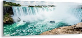 Tablou cu cascadele și corabie (120x50 cm)