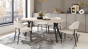 Mazzoni ALDO Bej/picioare negre - MASĂ ROTUNDĂ STIL LOFT PENTRU SALON/SUFRAGERIE EXTENSIBILĂ CU PICIOARE ÎN FORMĂ DE "Y"