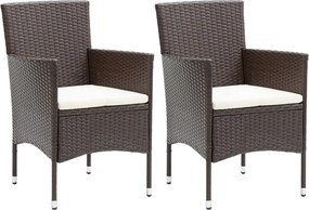 vidaXL Scaune de masă pentru grădină, 2 buc., maro, poliratan