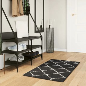 vidaXL Covor pufos &quot;PAMPLONA&quot; cu fire înalte, negru și crem, 60x110 cm