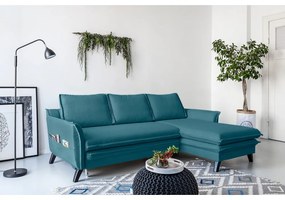 Colțar extensibil cu șezlong pe partea dreaptă Miuform Charming Charlie, turcoaz