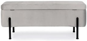 Bancheta cu spatiu pentru depozitare gri/negru din catifea si metal, 110 cm, Irina Bizzotto