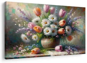 Tablou buchet de lalele și margarete