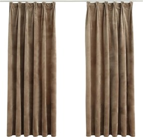 vidaXL Draperii opace, 2 buc., bej, 140x175 cm, catifea, cu cârlige