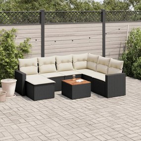 3256567 vidaXL Set mobilier de grădină cu perne, 8 piese, negru, poliratan