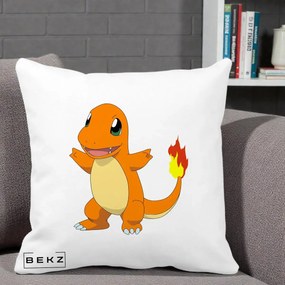 Perna Personalizata Charmander Pokemon, 40x40 cm, Alba Mata, Husa Detasabila, Perna Inclusa, BEKZ®