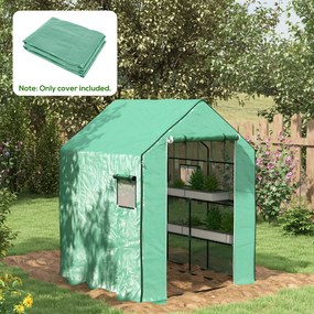 Outsunny Husa de Rezerva PE pentru Sera Calda 140x143x190cm cu Usa Rulabila Ferestre Plasa Verde | Aosom Romania