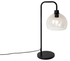 Lampă de masă modernă neagră cu abajur fumuriu - Maly