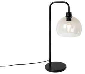 Lampă de masă modernă neagră cu abajur fumuriu - Maly