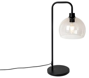 Lampă de masă modernă neagră cu efect de sticlă fum - Maly