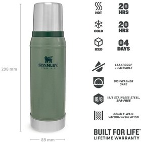 Termos verde din oțel inoxidabil 750 ml Legendary Classic Hammer Tone Green – Stanley