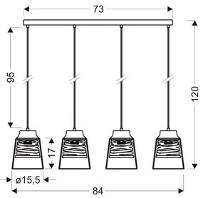 Lustră neagră cu abajur din sticlă 15.5x84 cm Fresno – Candellux Lighting