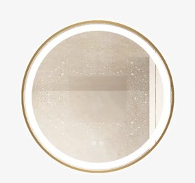 Oglindă Baie LED și Dezaburire Elit's Premium cu Senzor Touch, Lumina Rece, Caldă și Neutră, 70cm,rama Rose Gold