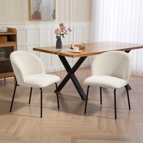 HOMCOM Set de 2 scaune de sufragerie din catifea canaletată, scaune de bucătărie cu picioare din oțel, 56x58x78cm, crem | Aosom Romania