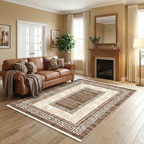 Covor camera antiderapant 180x280 cm, bej-maro, model Athena