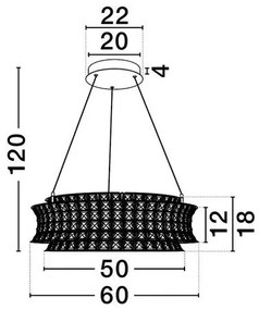Lustra suspendata LED auriu, cristale sticla CELYSIA 60cm